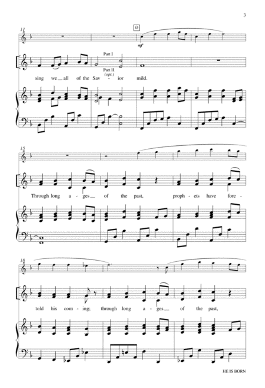 He Is Born He Is Born Unison Choir scores gallery preview page 3