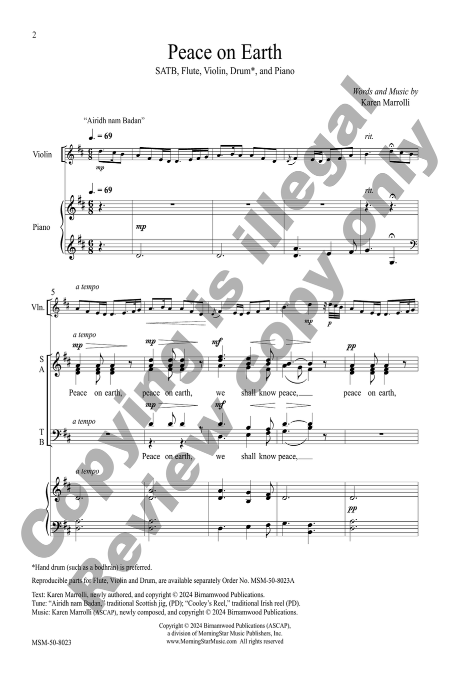 Peace on Earth (Full/Choral Score) 4-Part scores gallery preview page 2