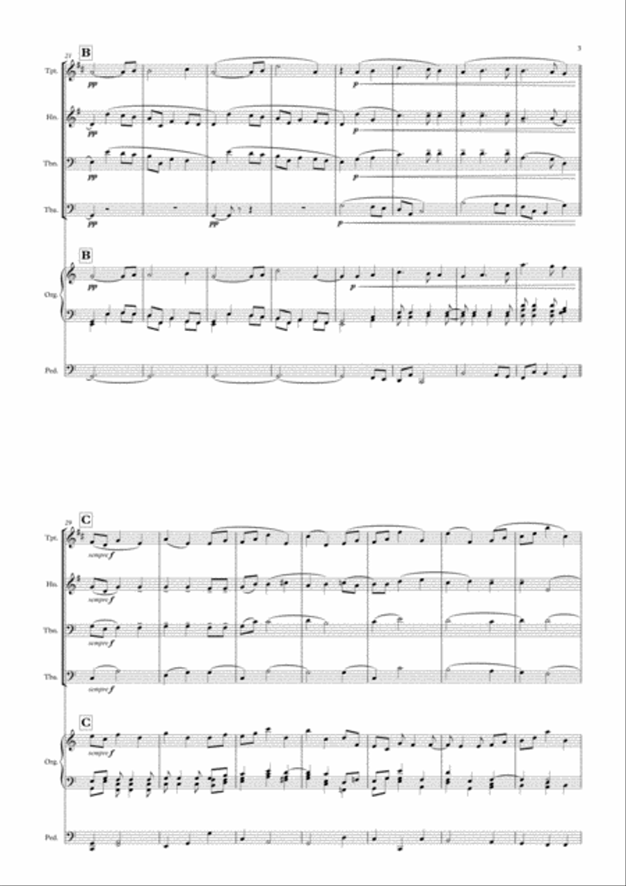 Elgar – Nimrod (for Brass Quartet and optional Organ) Brass Ensemble scores gallery preview page 4