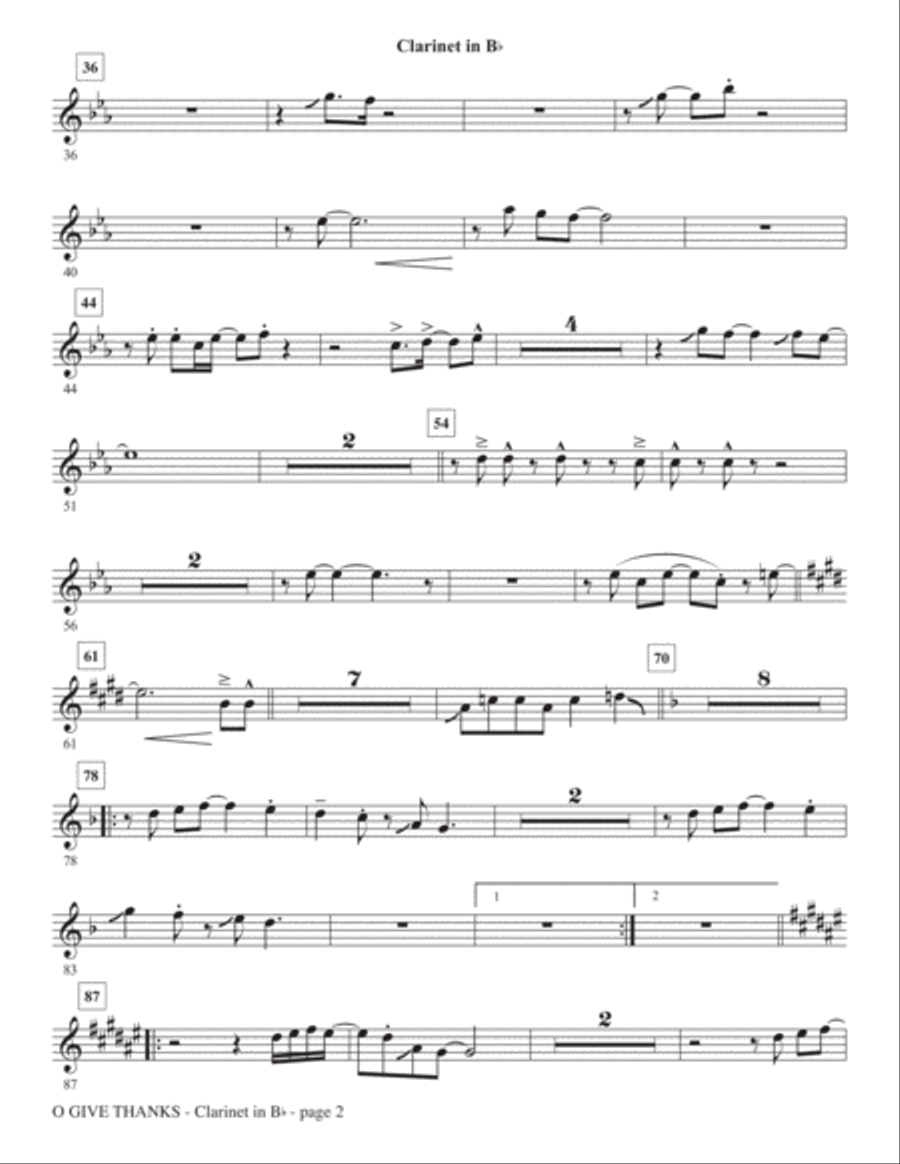 O Give Thanks - Bb Clarinet Choir scores gallery preview page 2