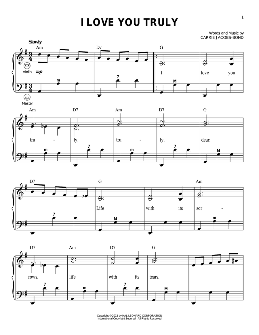 I Love You Truly (arr. Gary Meisner) Accordion scores gallery preview page 1