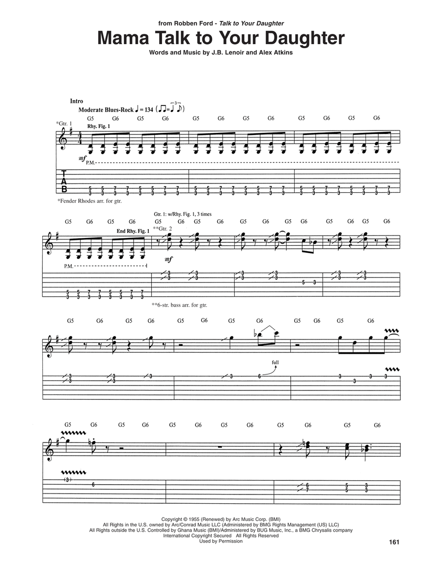 Mama Talk To Your Daughter Electric Guitar scores gallery preview page 1