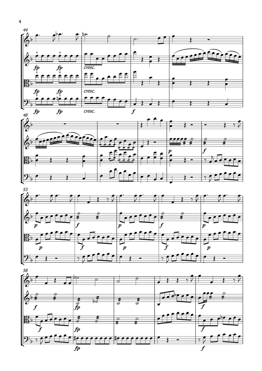 Mozart: Queen of the Night Aria / Der Holle Rache (string quartet) String Quartet scores gallery preview page 4