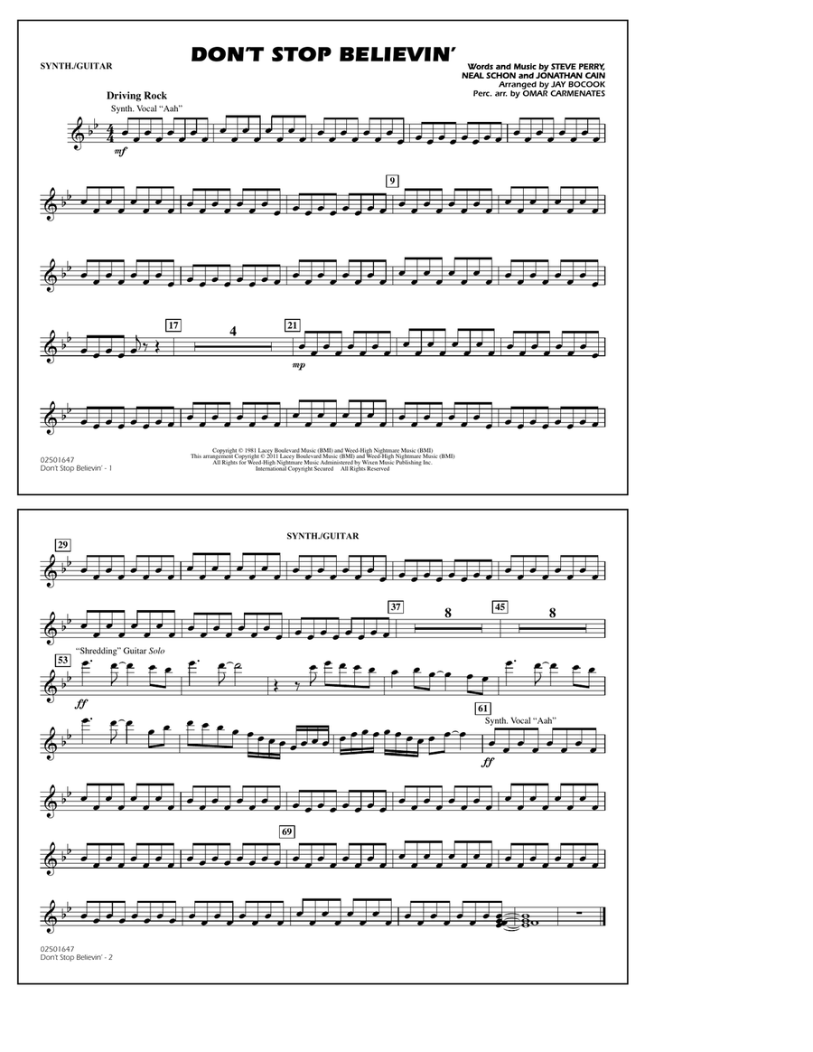 Don't Stop Believin' - Synth./Guitar