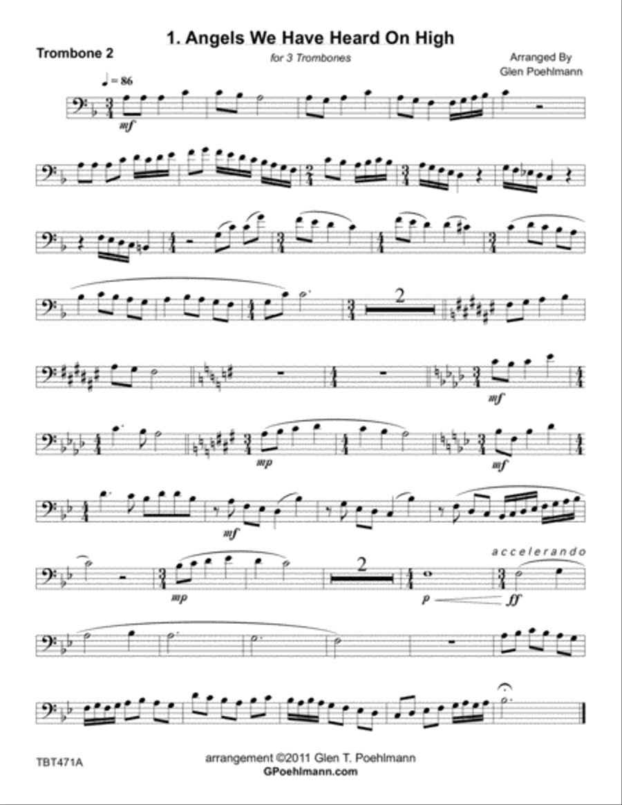 7 CHRISTMAS CAROLS for TROMBONE TRIO (unaccompanied) Trombone Trio scores gallery preview page 6