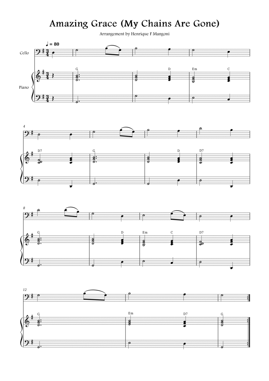 Amazing Grace (My Chains Are Gone) Piano scores gallery preview page 1