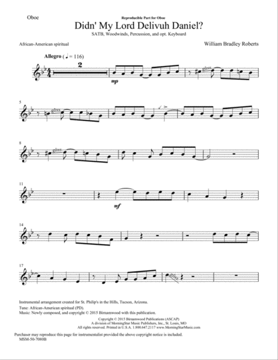 Didn' My Lord Delivuh Daniel? (Downloadable Woodwinds and Percussion Version Instrumental Parts) Choir scores gallery preview page 4