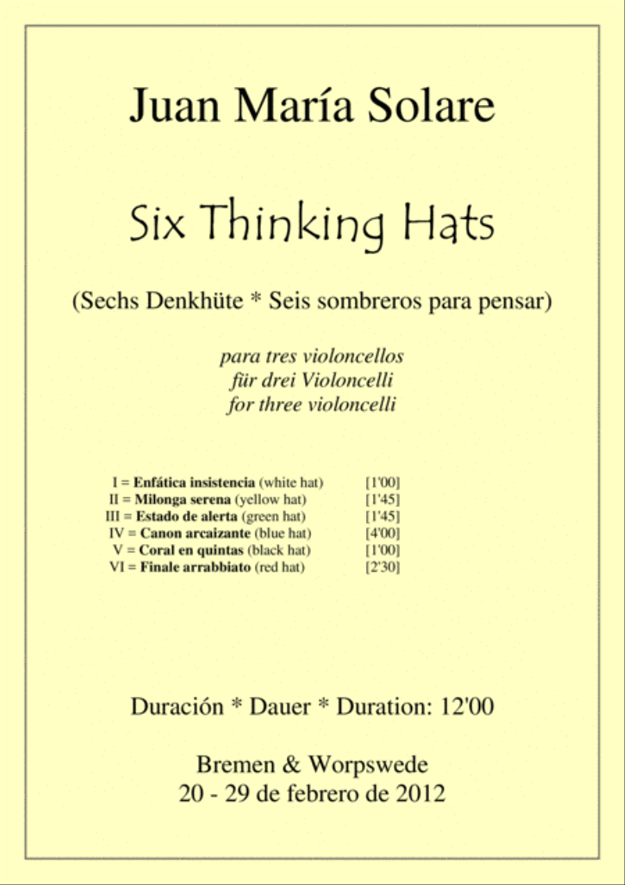 Six Thinking Hats [3 celli] String Trio scores gallery preview page 1