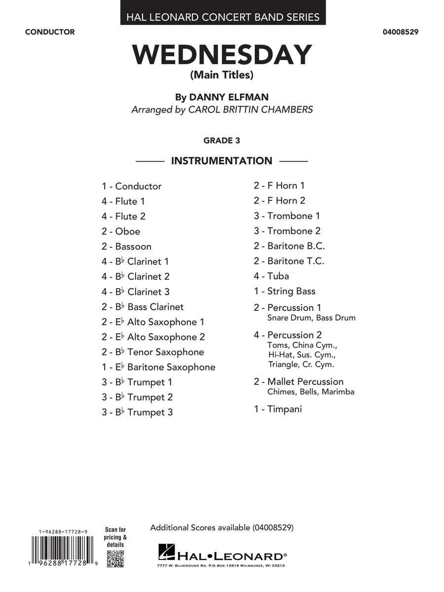 Wednesday (arr. Carol Brittin Chambers) - Conductor Score (Full Score)