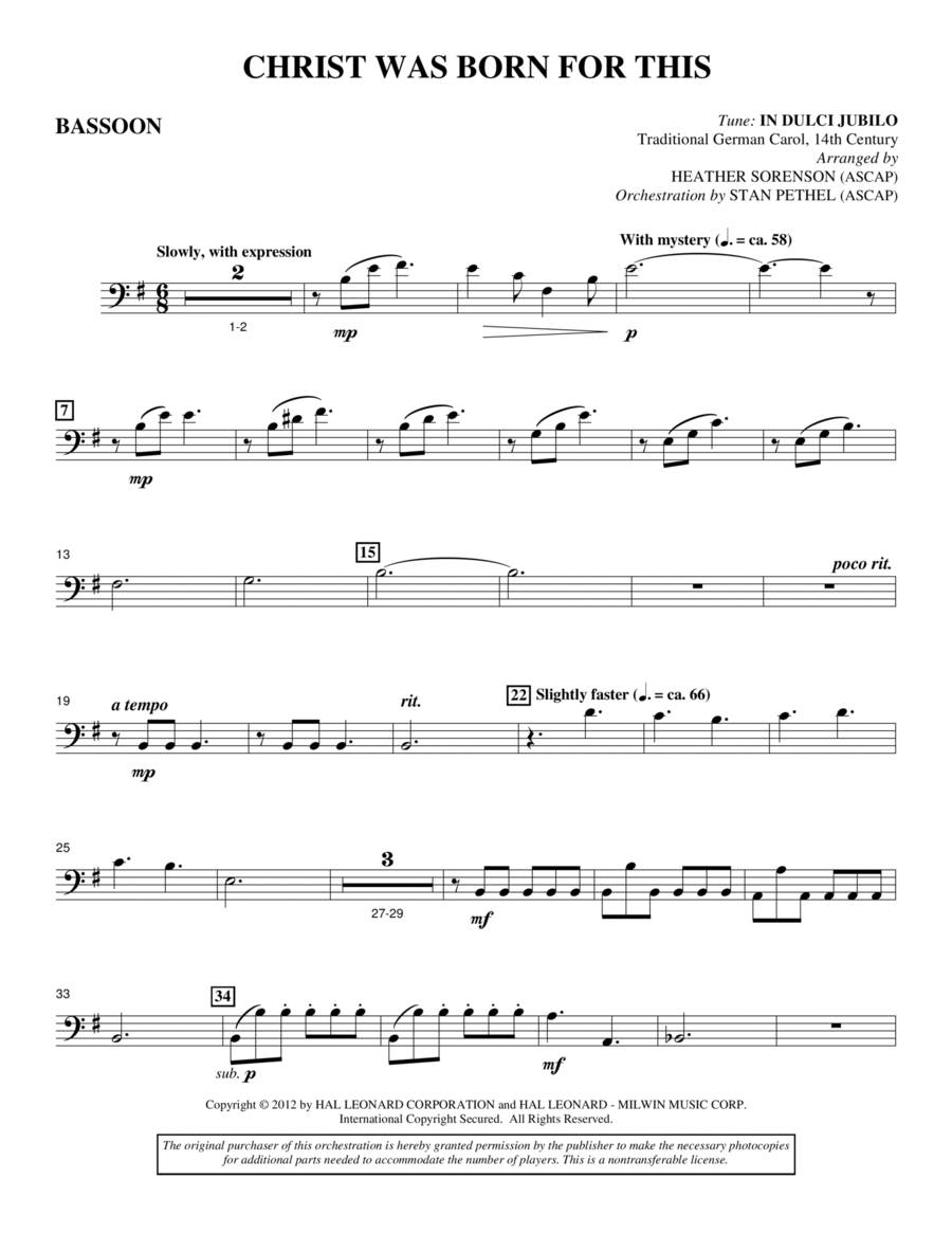 Christ Was Born For This - Bassoon Choir scores gallery preview page 1