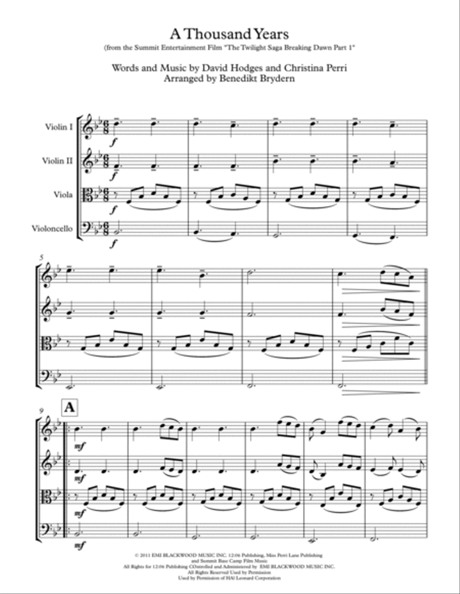 A Thousand Years String Quartet scores gallery preview page 2