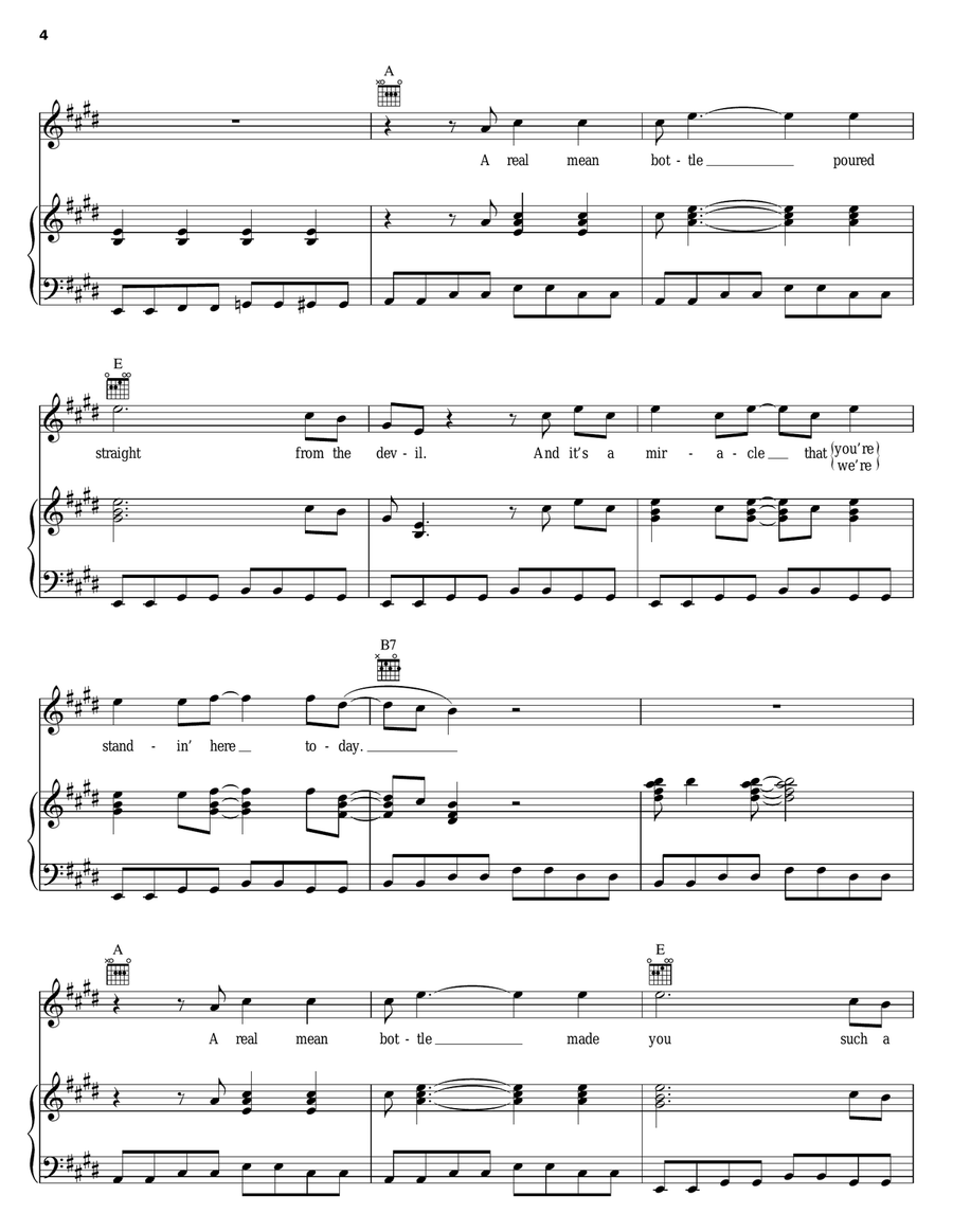 Real Mean Bottle Piano, Vocal, Guitar scores gallery preview page 4
