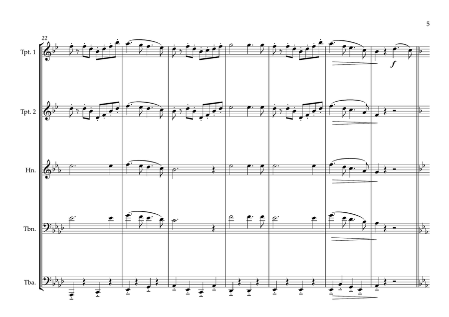 Monégasque (Monaco) National Anthem for Brass Quintet (MFAO World National Anthem Series) Brass Quintet scores gallery preview page 5