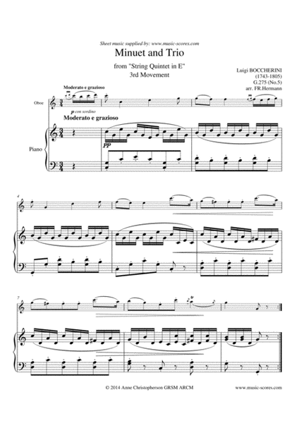Boccherini Minuet and Trio in E - Oboe and Piano image number null