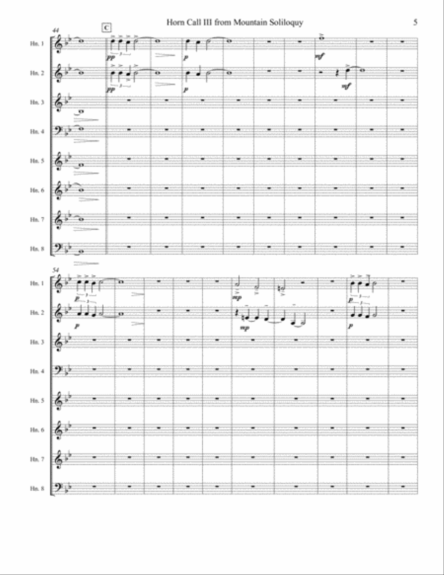 Horn Call III from Mountain Soliloquy - Horn Octet Brass Ensemble scores gallery preview page 5