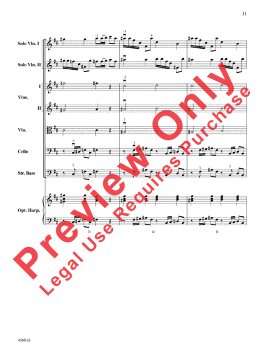 Concerto for Two Violins in D Major String Orchestra scores gallery preview page 11