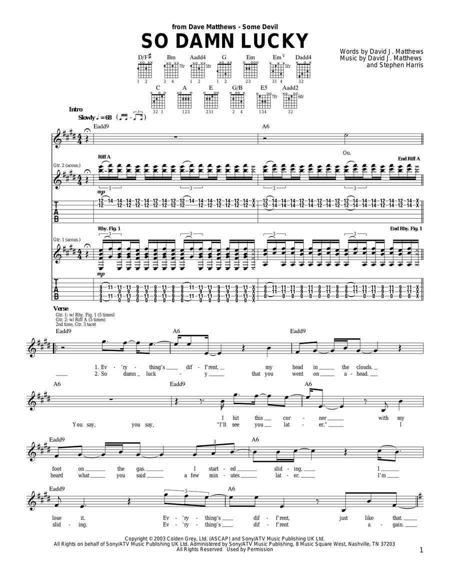 So Damn Lucky Acoustic Guitar scores gallery preview page 1