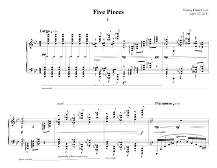 Five Pieces Piano Solo scores gallery preview page 1