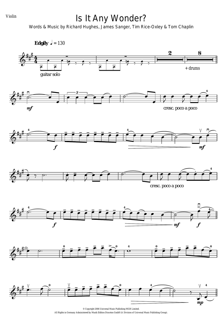 Is It Any Wonder? Violin Solo scores gallery preview page 1