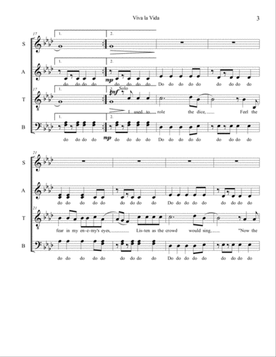 Viva La Vida Viva La Vida 4-Part scores gallery preview page 4