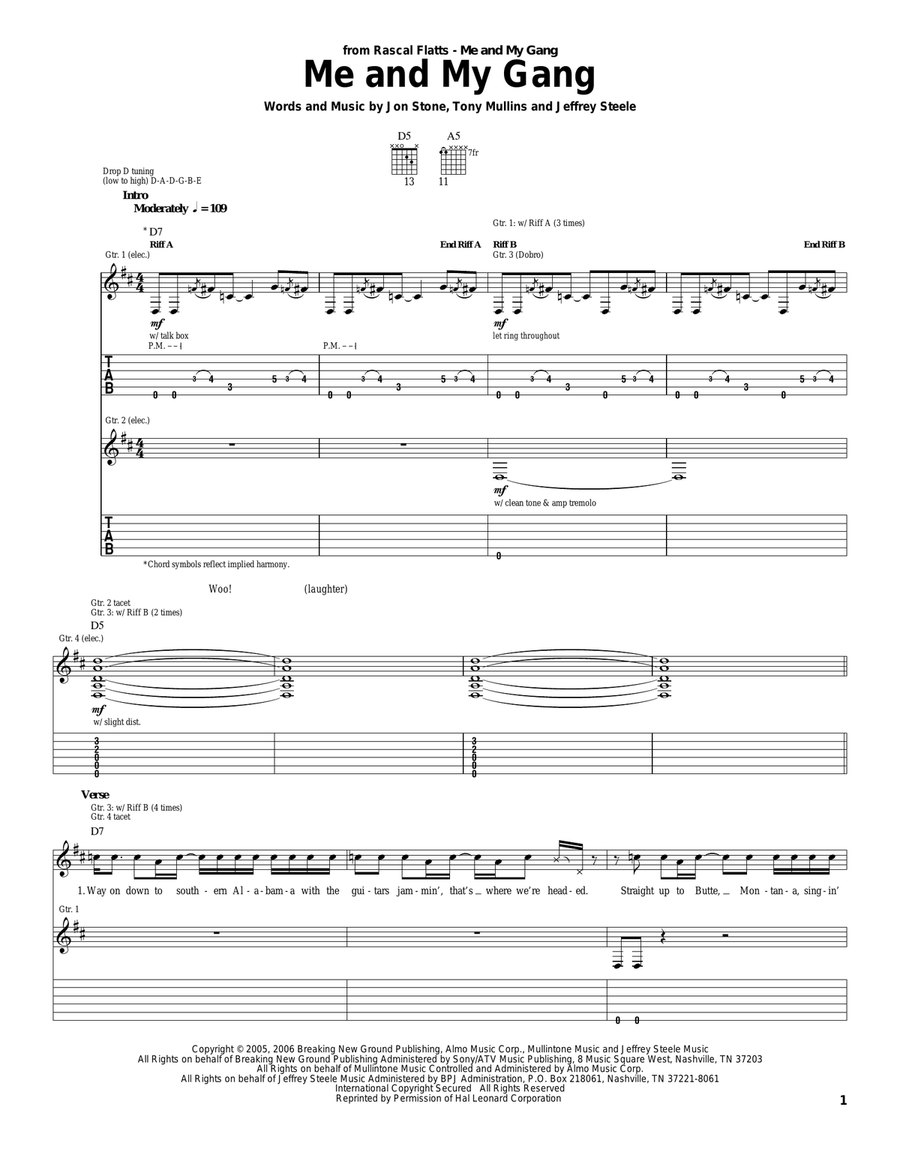 Me And My Gang Me And My Gang Acoustic Guitar scores gallery preview page 1