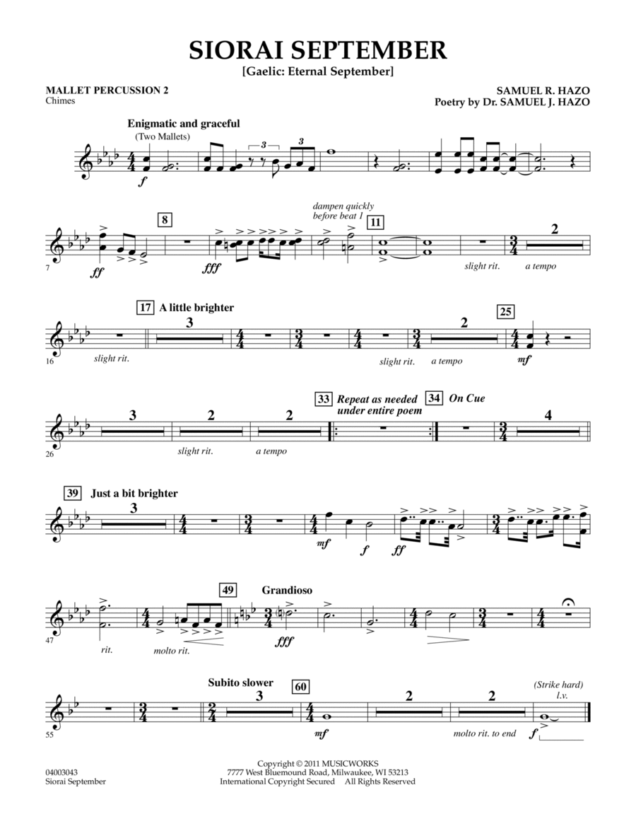 Siorai September - Mallet Percussion 2 Concert Band scores gallery preview page 1