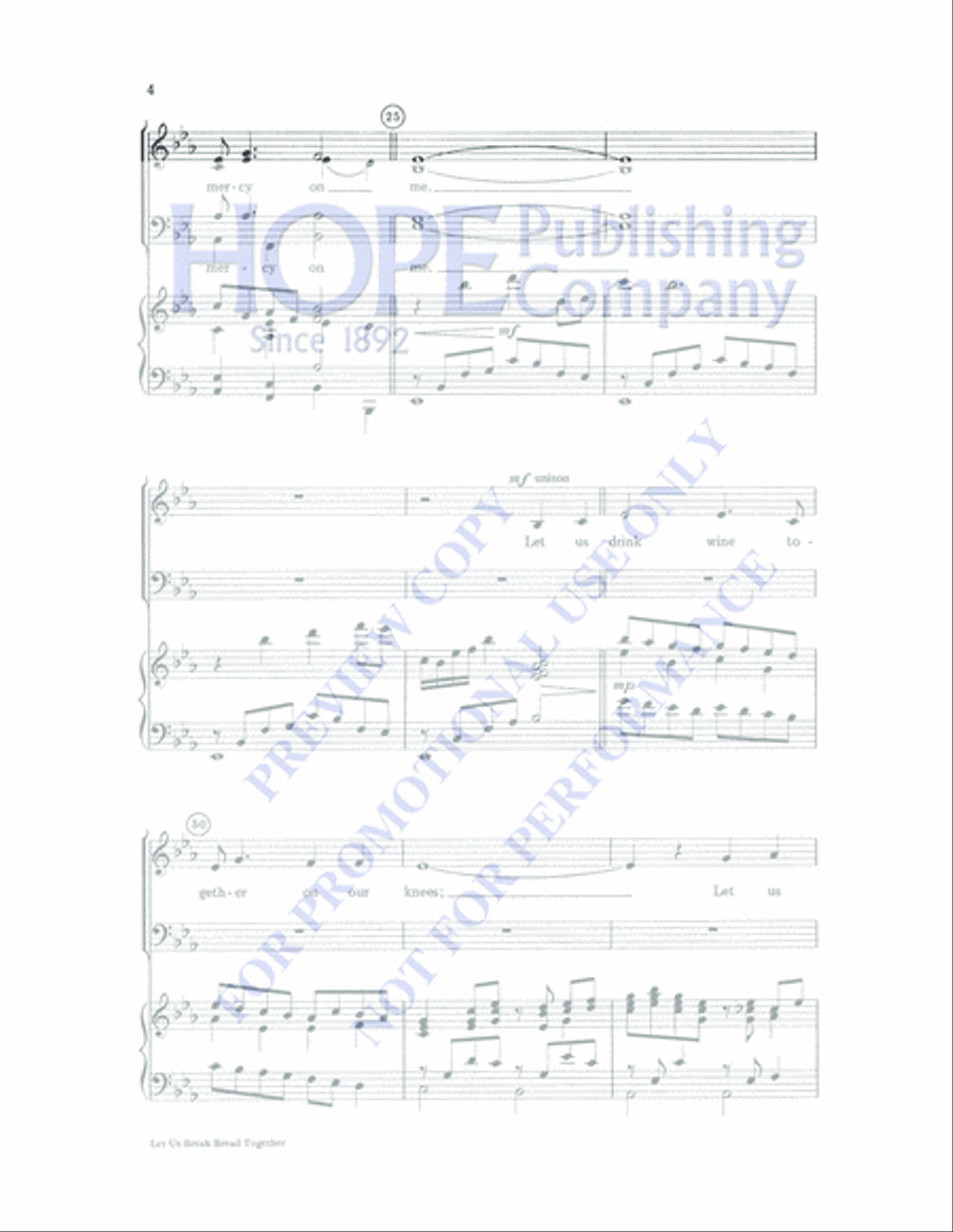 Let Us Break Bread Together SSATB scores gallery preview page 4