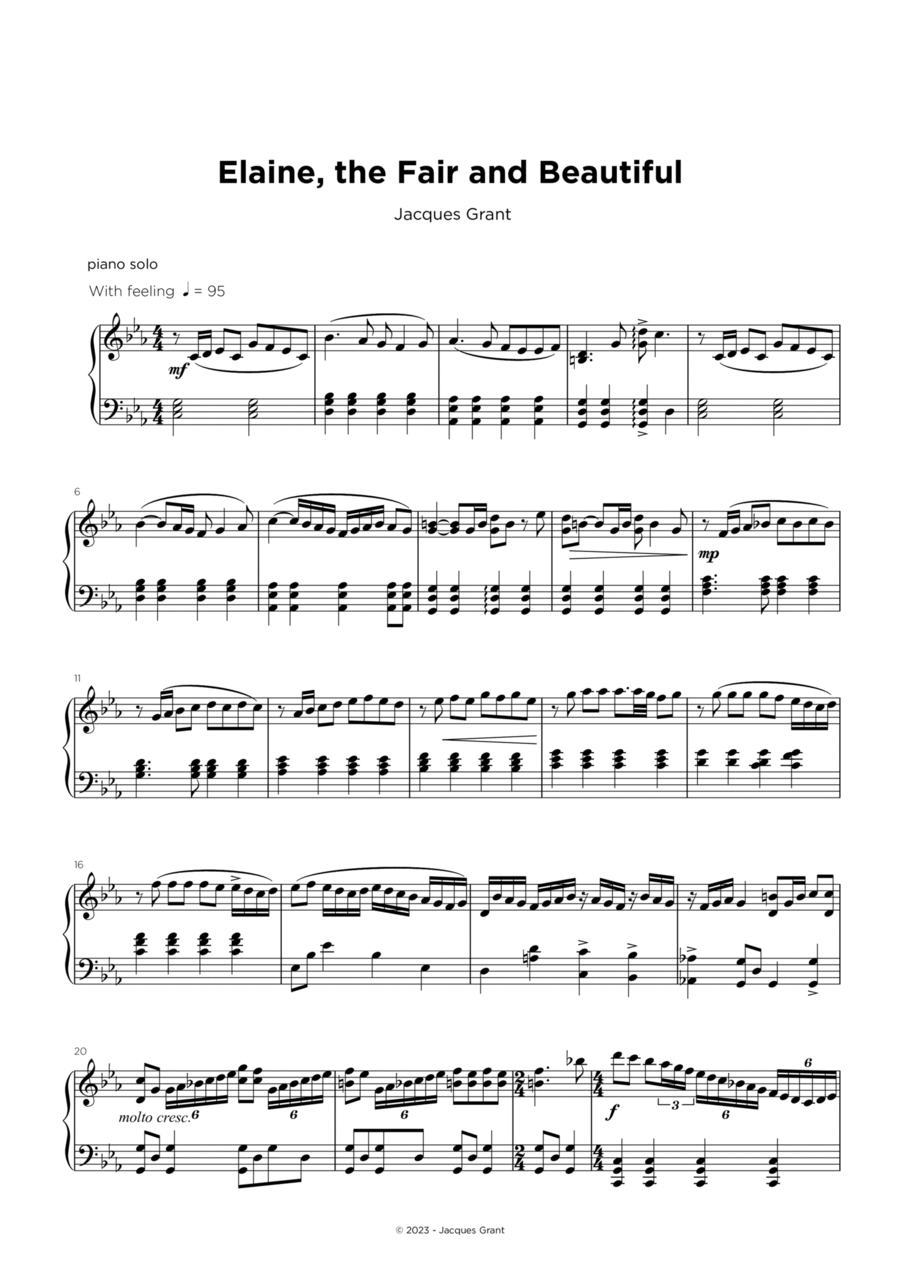 Elaine, the fair and beautiful Piano Solo scores gallery preview page 1