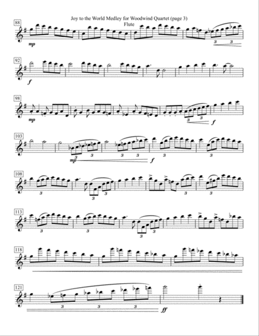 Joy to the World Medley for Woodwind Quartet Woodwind Quartet scores gallery preview page 3
