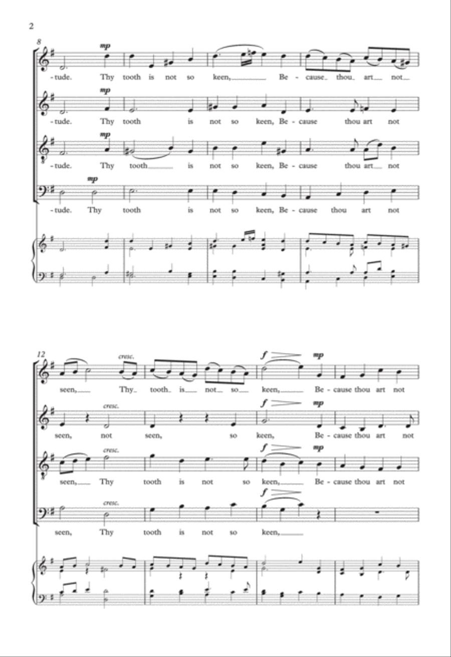 Blow, Blow, Thou Winter Wind (arr. Desmond Ratcliffe) 4-Part scores gallery preview page 2