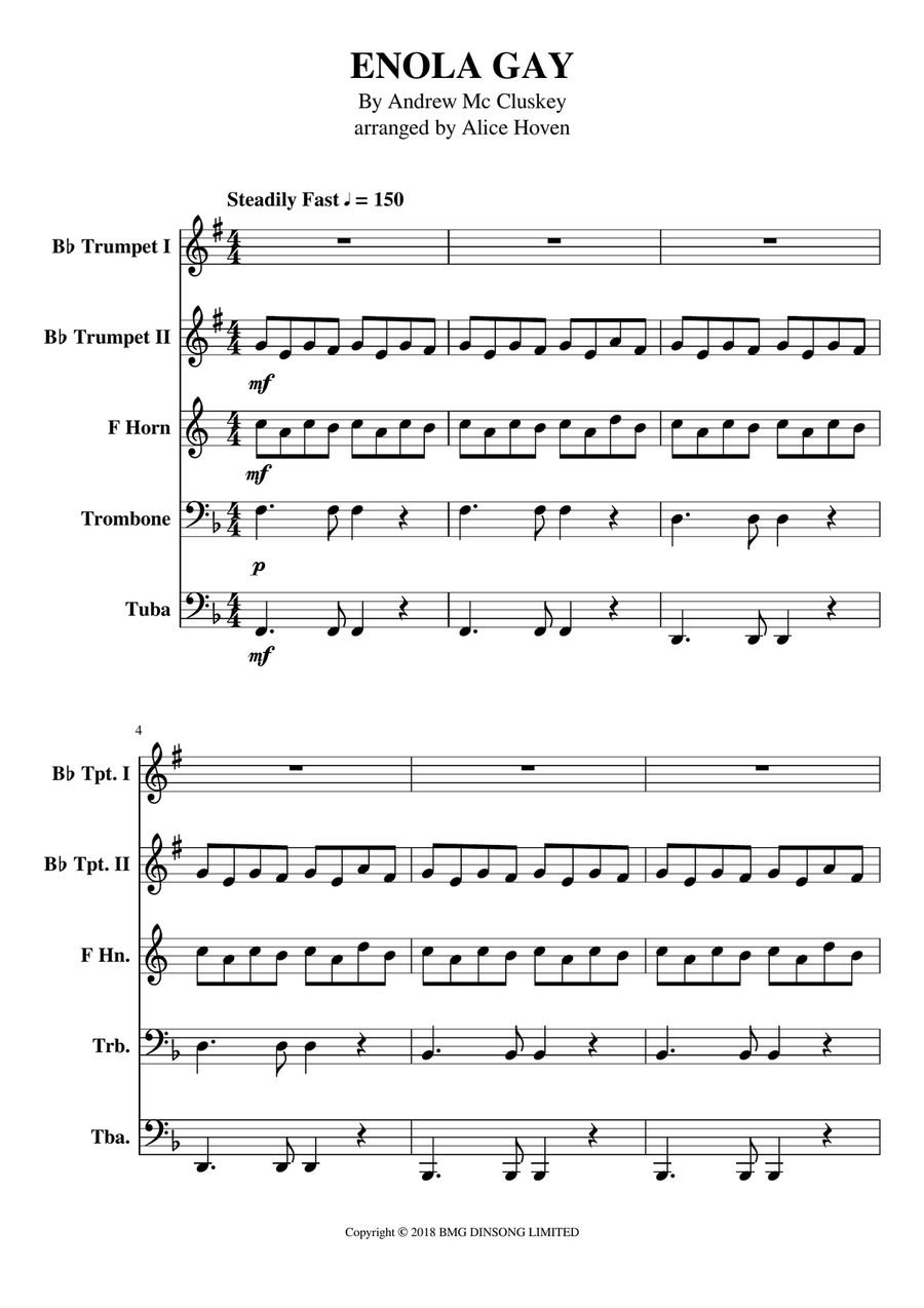 Enola Gay Brass Ensemble scores gallery preview page 1