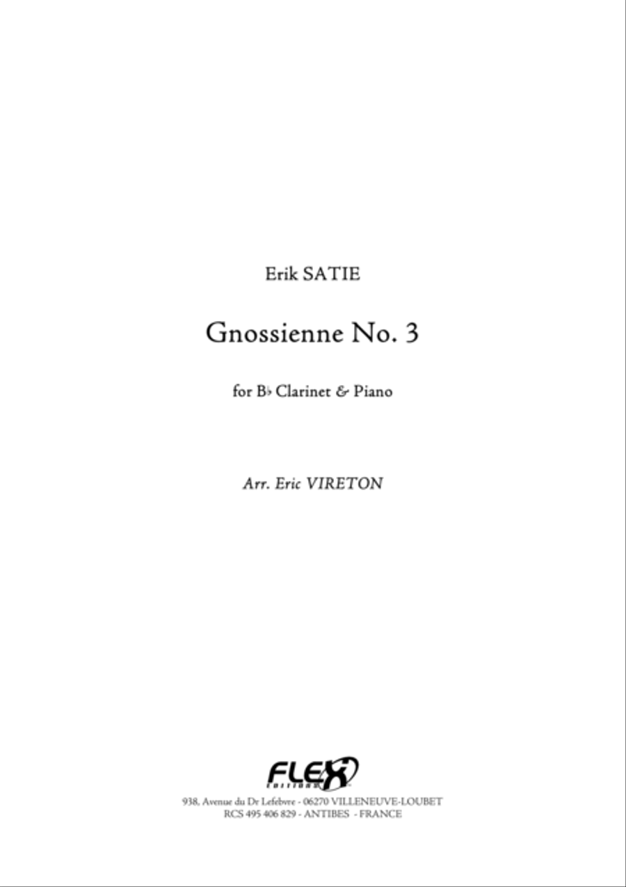 Gnossienne No. 3 B-Flat Clarinet scores gallery preview page 1