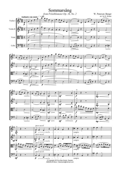 Frösöblomster Op. 16 - 8 pieces for string quartet image number null