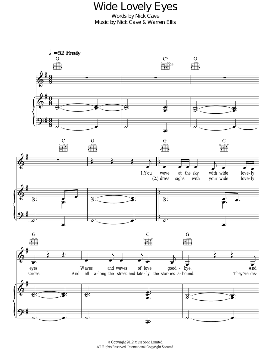 Wide Lovely Eyes Guitar scores gallery preview page 1
