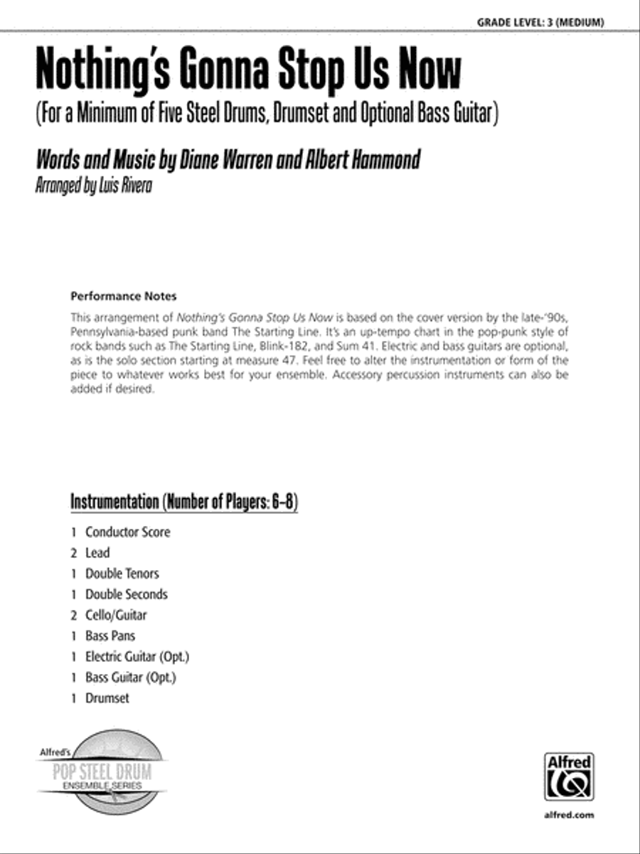 Nothing's Gonna Stop Us Now: Score Percussion scores gallery preview page 1