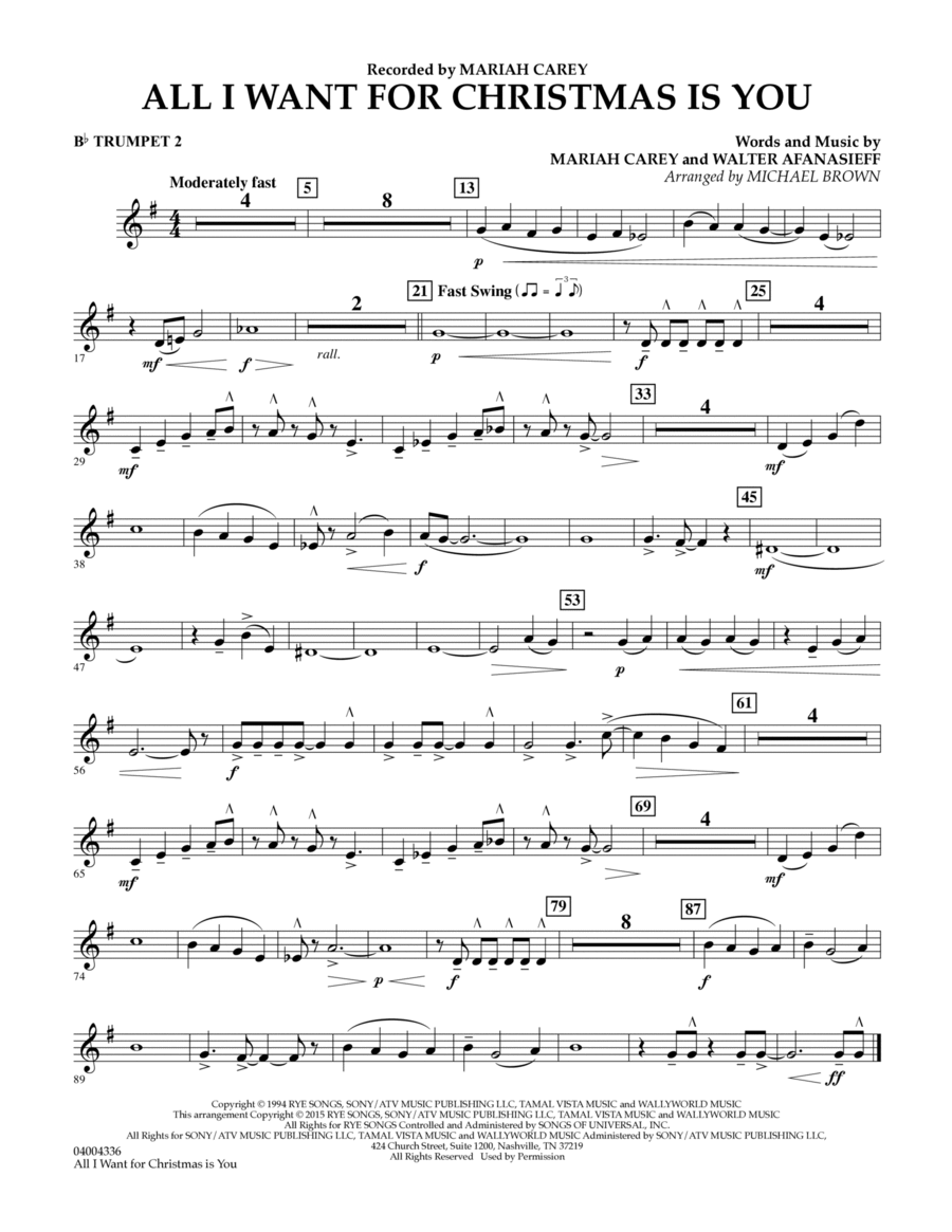 All I Want for Christmas Is You (arr. Michael Brown) - Bb Trumpet 2 B-Flat Trumpet scores gallery preview page 1