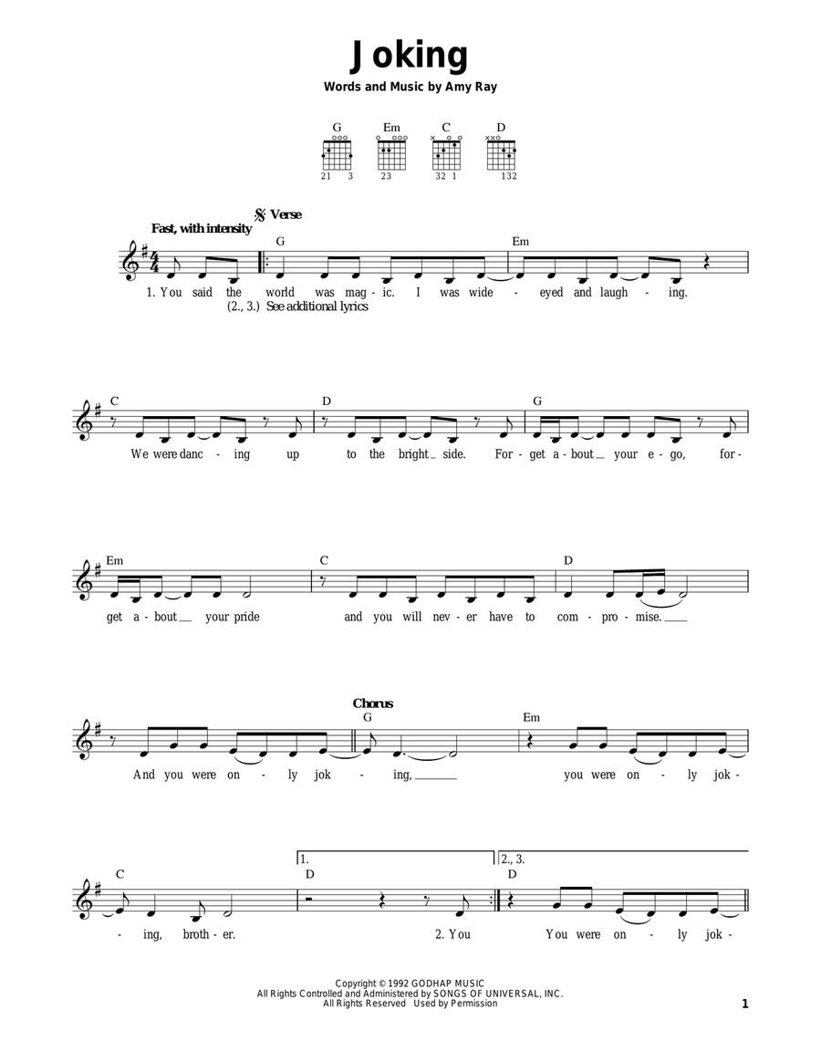 Joking Acoustic Guitar scores gallery preview page 1