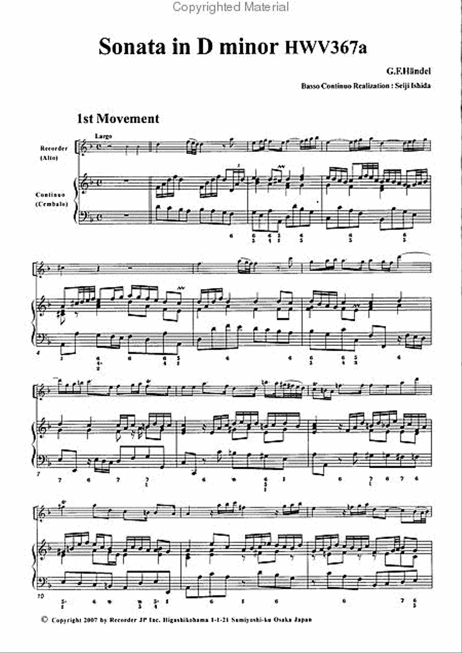 Sonata in D minor HWV367a Alto Recorder scores gallery preview page 3