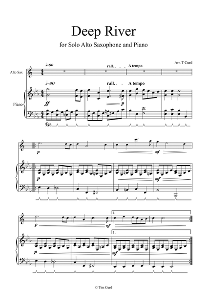Deep River for Solo Alto Saxophone and Piano image number null