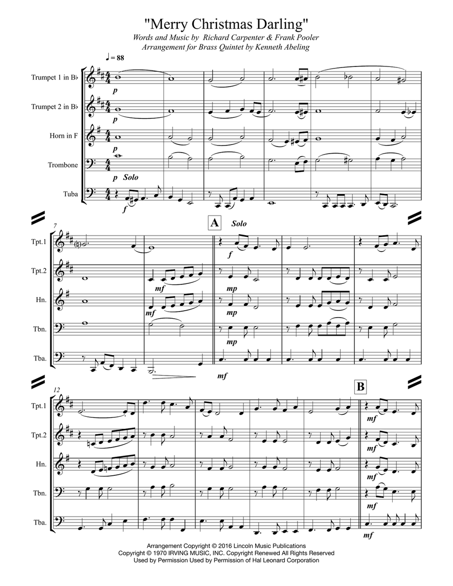Merry Christmas, Darling Brass Ensemble scores gallery preview page 2