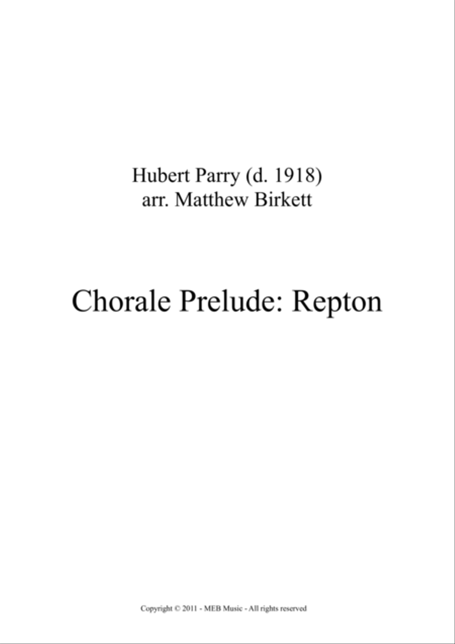 Book cover for Chorale Prelude: Repton