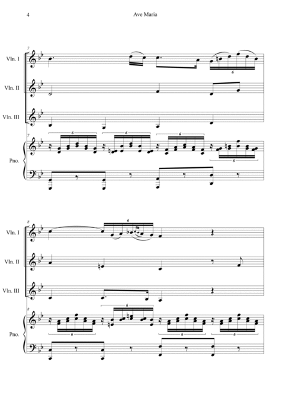 Ave Maria D.839 B flat Major Piano Quartet scores gallery preview page 4