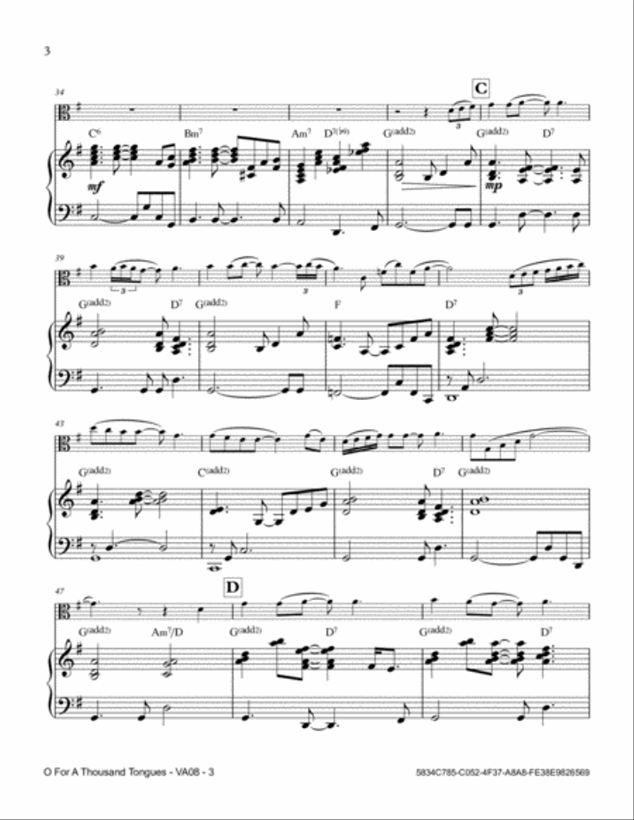 O For A Thousand Tongues Viola scores gallery preview page 4