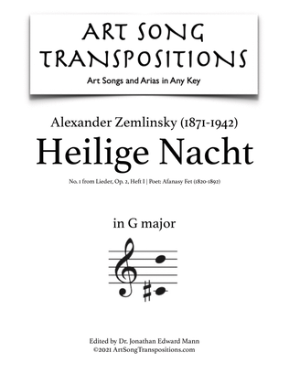 ZEMLINSKY: Heilige Nacht, Op. 2 no. 1, Heft I (transposed to G major)