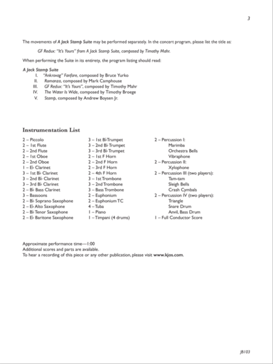 A Jack Stamp Suite: Movement 3: GF Redux It's Yours Concert Band scores gallery preview page 2