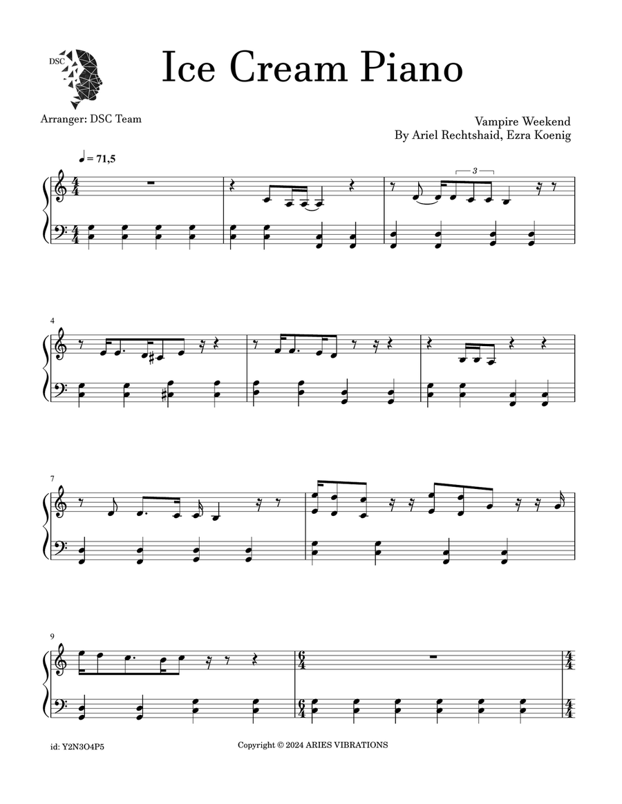 Ice Cream Piano Piano Solo scores gallery preview page 1