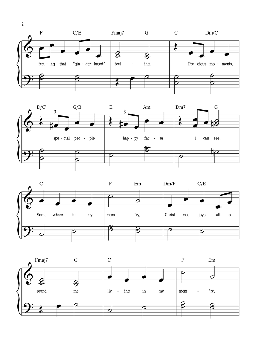 Somewhere In My Memory Easy Piano scores gallery preview page 2