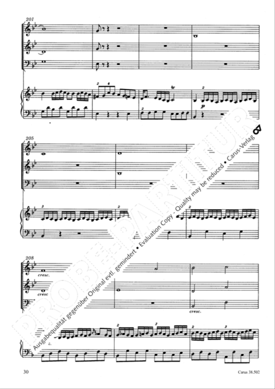 Organ Concerto in B flat major (Orgelkonzert in B) Violin scores gallery preview page 33
