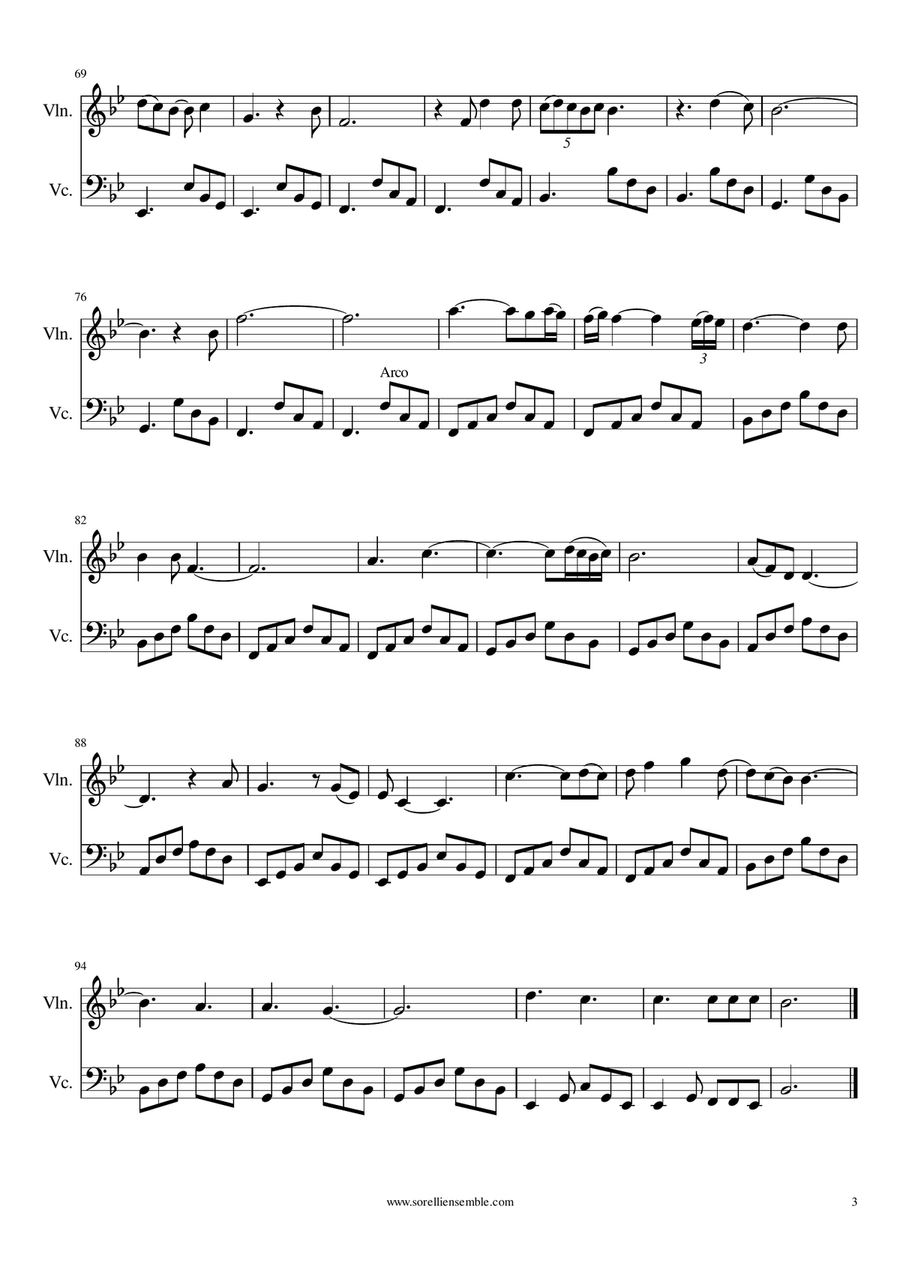 Unchained Melody String Duet scores gallery preview page 3