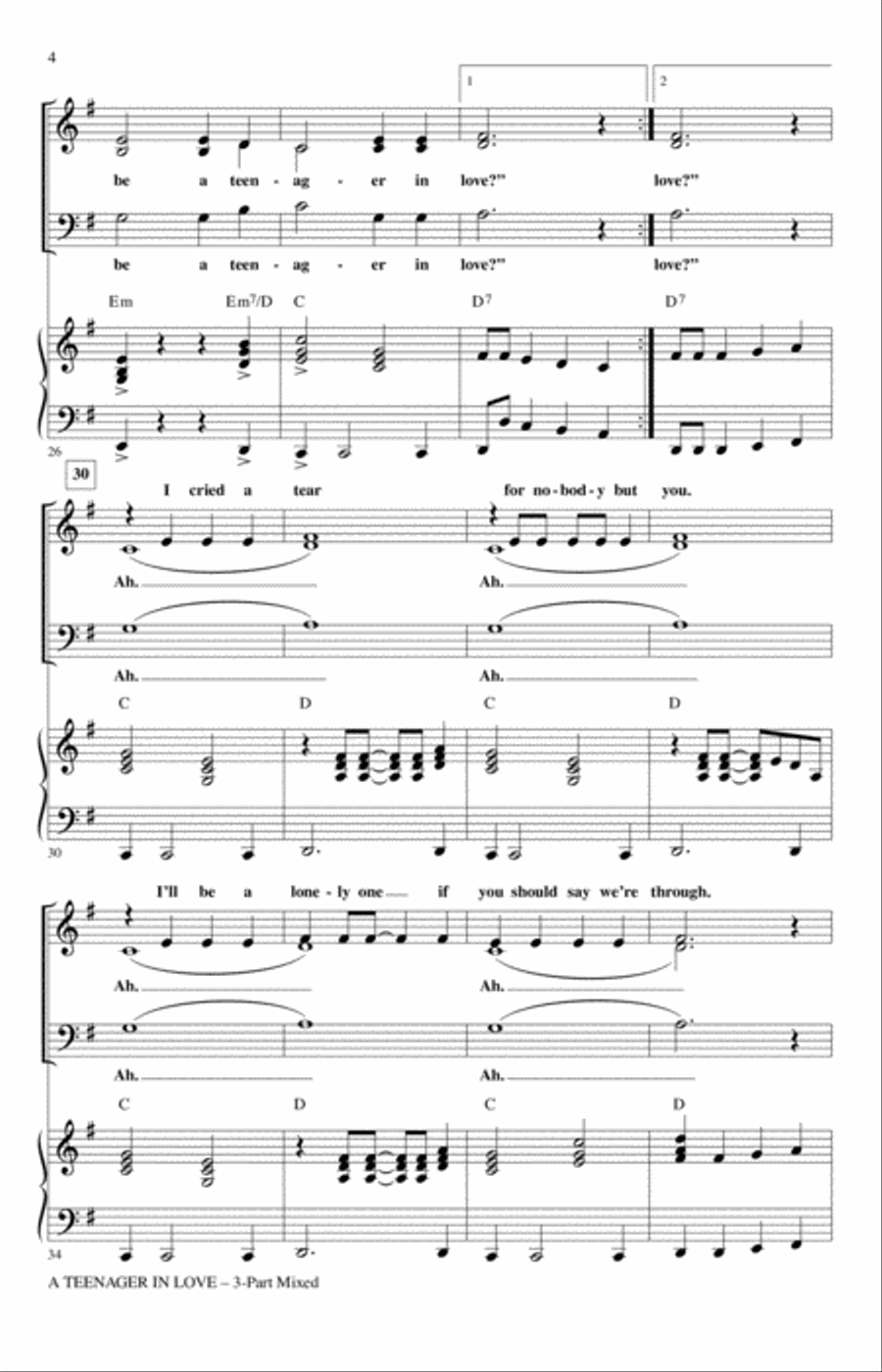 A Teenager In Love (arr. Mac Huff) 3-Part scores gallery preview page 3